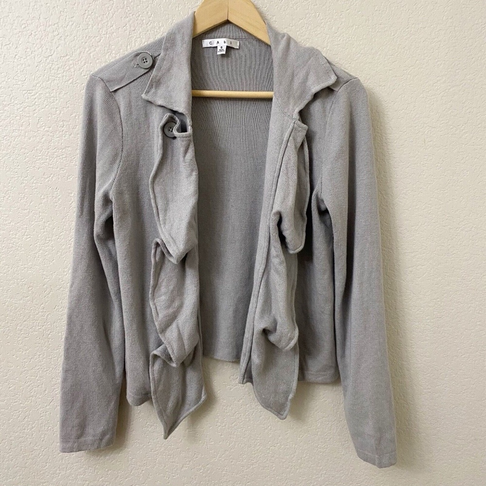 Cabi Gigi Sweater Cardigan Size Small Gray Cascading Style 166